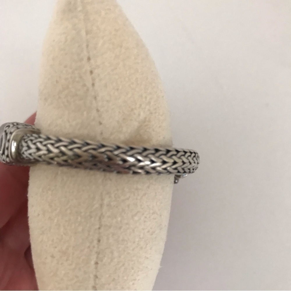 Vintage KC Indo Sterling Silver Blue Topaz Amethyst Spiga Wheat Bracelet 8" 35 g - Picture 4 of 16